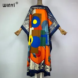 Ropa étnica WINYI Vestido de alta calidad Verano Boho Imprimir Elegante Musulmán África Trajes de playa para mujeres Vestidos de fiesta de noche