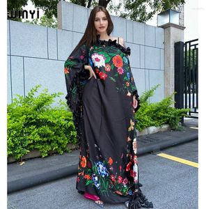 Etnische kleding Winyi Midden -Oosten Print Kaftan Fashion African Beach Outfits For Women Evening Maxi Dress Muslim Abaya Dubai Luxe