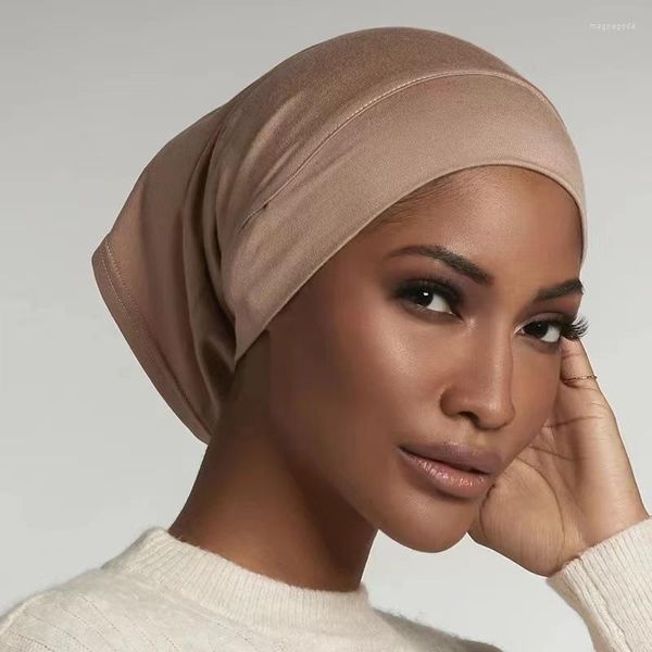 Ropa étnica wlp color sólido musulmán hijabs gorras subteres