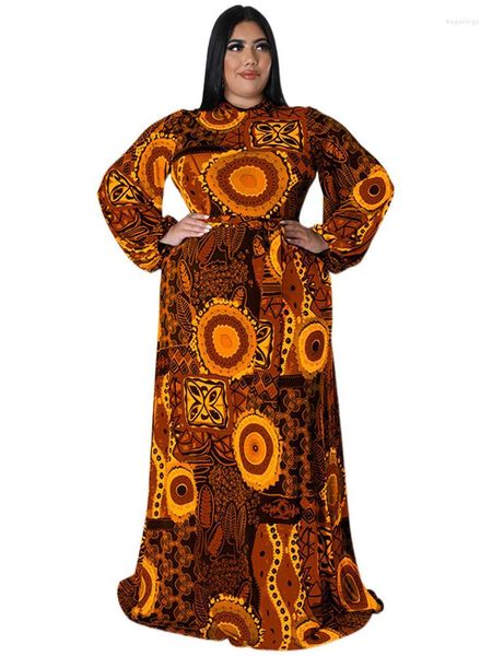 Ropa étnica Wmstar de talla grande vestidos de fiesta para mujer ropa de otoño manga larga estampado África Maxi vestido al por mayor
