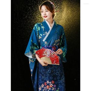 Vêtements ethniques Femme Japonais Kimono Cardigan Mode Floral Print Haori Japon Uniforme Traditionnel Rétro Longues Robes Kimonos Cosplay