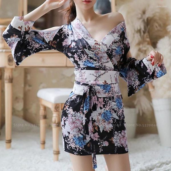 Ropa étnica mujer japonesa tradicional geisha kimono bata de baño vestido oriental sexy vestido de fiesta ropa de dormir pijamas yukata haori cosplay