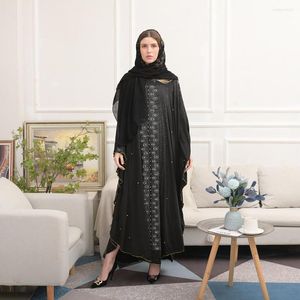 Etnische kleding Dames Abaya Dress Muslim Kebaya Zwart Kaftan Arabisch Midden -Oosten Dubai Turkse Abayas Rhinestone Loose Chiffon Maxi Robe