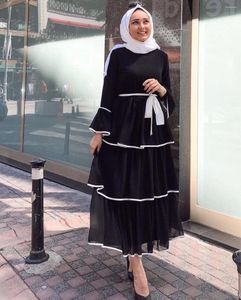 Vêtements ethniques Femmes Islam Robe musulmane Malaisie Dubaï Turc Arabe Moyen-Orient Manches évasées Mode Couture Couleur Gâteau