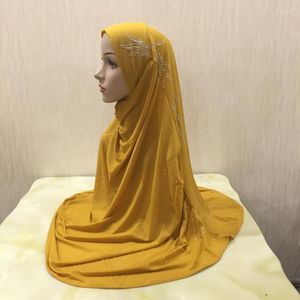 Etnische kleding damesgrootte amira instant Hijab sjaalsvlakte gewone kleur mode diamanten hoofdomwikkel moslimhoofddoek trek op hoofddeksel klaar