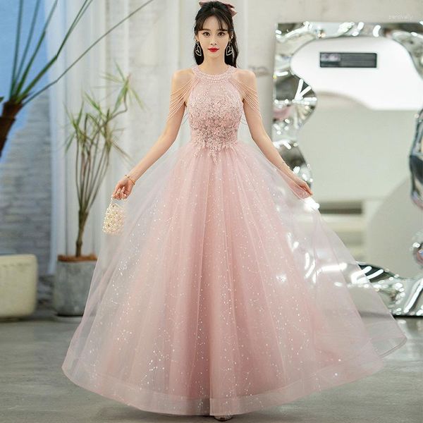 Ropa étnica Vestido de fiesta de mujer Sexy Hombro Borla Gasa Falda Novia Boda Dama de honor Hada Belleza Temperamento Vestidos elegantes