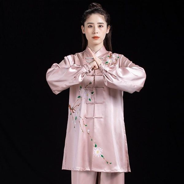 Vêtements Ethniques Femmes Soie Douce Tai Chi Costume Wushu Arts Martiaux Uniforme Wing Chun Veste Pantalon Exercice Du Matin TA2560Ethnic EthnicEth