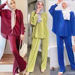 Vêtements ethniques vêtements pour femmes malaisie indonésie costume mode pantalons plissés robe musulmane femmes Islam vêtements ensembles musulmans