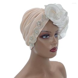 Etnische kleding Women Wrap Head Beanies Moslimhoofdtraam Bonnet Afrikaanse hoofde Reggrenzen Turban hoed met zij satijnen ruches 2023