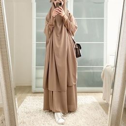 Etnische kleding Vrouwen Abaya Ramadan 2 -delige rok Pakken Jilbab Gebed kleding kleding Khimar hijab gewaad Islam Abayat Moslimsets Islamitische kleding 230325