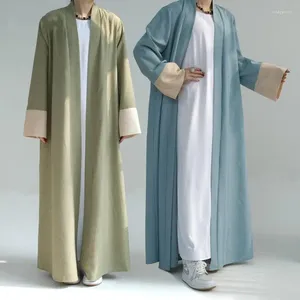 Etnische kleding Dames Arabisch gewaad Dubai Elegant Abaya Effen kleur Los vest Midden-Oosten Casual patchwork Jurk met lange mouwen