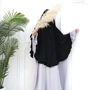 Vêtements ethniques Femmes Arabe Longue Douce Écharpe Confortable Moyen-Orient Dubaï Châles Musulmans Trois Couches Couleur Unie