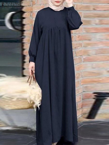 Vêtements ethniques Femmes Automne Musulman Sundress ZANZEA Mode Manches longues Dubaï Turquie Abaya Hijab Robe Eid Mubarek Ramadan Robes Femme