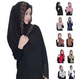 Etnische kleding vrouwen chiffon lange sjaal moslim hijab sjaal sjaal islamitische hoofd wrap dekking stola glitter headscarf arab tulband bandanas mode