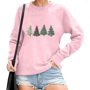 Etnische kleding Dames Kerstsweatshirt Kerstboomprint Blouse Grappige letter Grafisch Top Shirt met lange mouwen Katoenmix