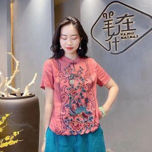 Etnische Kleding Vrouwen Katoen Linnen Blouse Cheongsam Tops Voor Vintage Traditionele Chinese Qipao T-shirt Tang Suit Stage