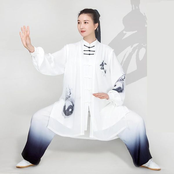 Ropa étnica Mujeres Algodón Oriental Vintage Tai Chi Traje Wushu Artes marciales Uniforme Estilo chino Chaqueta Pantalón Ejercicio matutino CostumeEthni