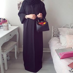 Vêtements ethniques femmes Dubai Abaya Kimono classique ouvert devant couleur unie Cardigan ceinture à manches longues Robe islamique arabe turquie modeste Hijab