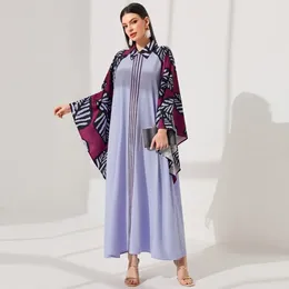 Vêtements ethniques Femmes Eid Hobes musulmanes Batwing Sleeve Ramadan Maroc Party Robe Imprimé Vestidos Kaftan Long Robe Arab Loose Abayas Casual