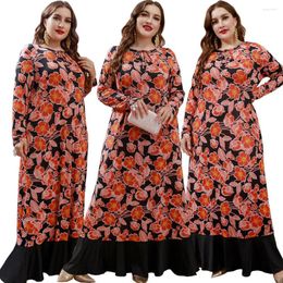 Etnische kleding vrouwen elegante bloemen plus size grote maxi jurken 2023 Abaya oversize moslimavondfeest bruiloftsfestival met lange mouwen