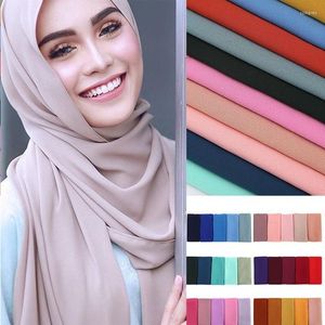 Vêtements ethniques Femmes Élégant Hijab Châles Bandeau Plaine Bulle En Mousseline De Soie Écharpe Couleur Unie Mode Foulards Musulmans