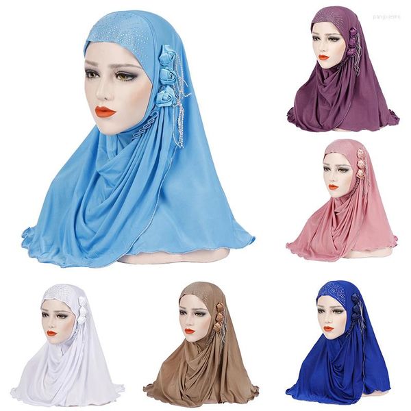 Ropa étnica para mujer, bufanda envolvente para el pelo a la moda, Jersey de lentejuelas brillantes de Color sólido, Hijabs, pañuelo musulmán para la cabeza, chales para gorro turbante 2022