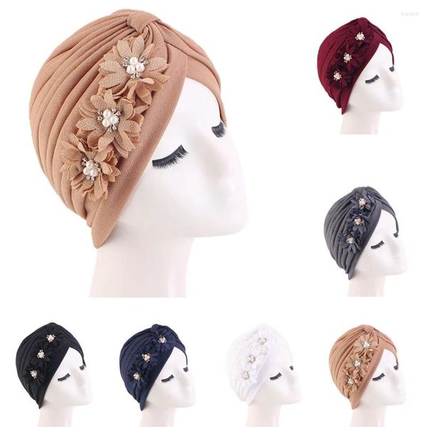 Vêtements ethniques Femmes Fleur Musulman Chemo Cap Hijab Turban Strech Headwrap Foulard Perte De Cheveux Chapeau Bonnet Cancer Turbante Bonnets Couverture