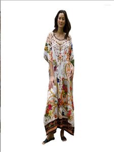 Etnische kleding vrouwen bloem printen Abaya femme Midden-oosten ronde nek korte mouwen vrouwelijke x-long jurk robe Musulmane K1607
