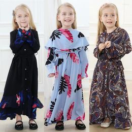 Vêtements ethniques Femmes Filles Musulman Mode Abaya Enfants Imprimer Robe Kaftan Dubaï Turc Islamique Enfants Caftan Robes Vintage Robes