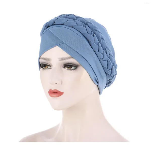 Ropa étnica Mujeres Sombrero Cap Musulmán Trenza Cabeza Bufanda Turbante Wrap Cover Ramadán Pérdida de cabello Sombreros islámicos Moda árabe