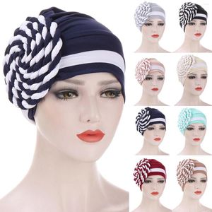 Ropa étnica Mujeres Sombrero Patchwork Trenza Musulmán Volante Cáncer Chemo Wrap Cap Béisbol Sin Bill