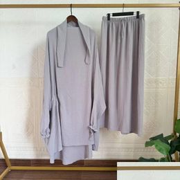 Vêtements ethniques Femmes À Capuchon Abaya Jilbabs 2 Pièces Ramadan Eid Prière Musulmane Vêtement Long Khimar Et Jupe Ensemble Islam Vêtements Dubaï Dro Dhadt