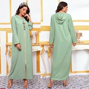 Ropa étnica Mujeres con capucha Musulmana Abayas Árabe Turco Maxi Vestidos Manga larga Dubai Kaftan Robe Mujer Djellaba Islámica