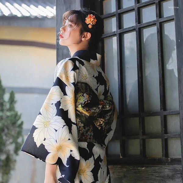 Vêtements ethniques Femmes Japon Kimono Fille traditionnelle Geisha Cospaly Hell Cherry Imprimé Anime Ai Cosplay Costume pour les femmes