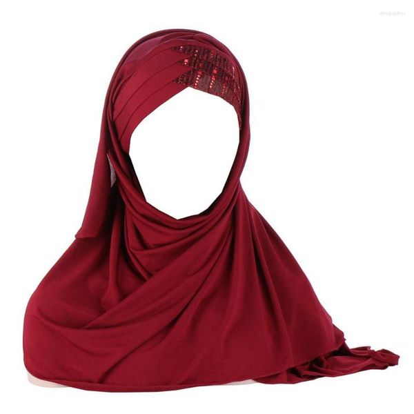 Vêtements Ethniques Femmes Jersey Écharpe Plaine Diamants Coton Instant Hijab Châles Et Wraps Foulard Musulman Hijabs Prêt À Porter Foulard Dames