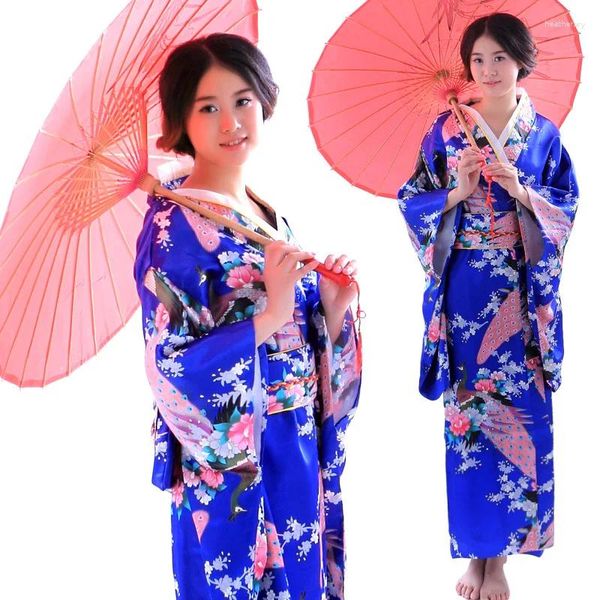 Ropa étnica Mujeres Kimono Tradicional Estilo japonés Peacock Yukata Vestido para niña Cosplay Japón Haori Traje Ropa asiática