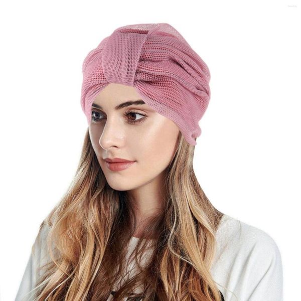 Ropa étnica Mujeres Nudo Moda Plisado Cabeza Sombrero Gorra Sombreros Musulmanes Turbante Headwrap Pro Scooter Sombreros de malla