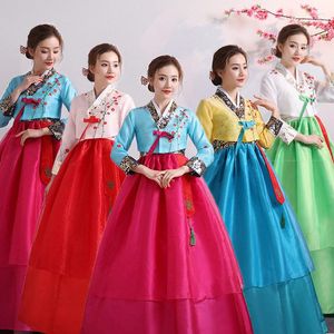 Vêtements ethniques femmes coréen Costume traditionnel minorité Performance Cour vêtements fleur année mariage fête danse robe