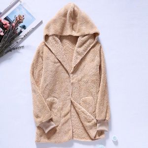 Vêtements ethniques Femmes À Manches Longues Ouvert Front Fausse Fourrure Hiver Chaud Cardigan À Capuche Manteau Outwear N7YF