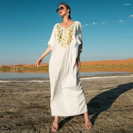 Vêtements ethniques Femmes Robe de soirée de luxe Mode musulmane Strass Celebrity Abaya Élégant Blanc Parti Robes Robe Arabe Islamique Kaftan
