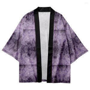 Vêtements ethniques Femmes Hommes Harajuku Purple Kimono Samurai Cosplay Blouse Yukata Plus Taille Lâche Robe Japonaise Cardigan