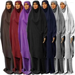 Vêtements ethniques Femmes musulmanes 2 pièces Robe de prière Longue Jilbab Vêtements islamiques Hajj et Omra Tenue Khimar Niqab Couvre-chef Saoudiens