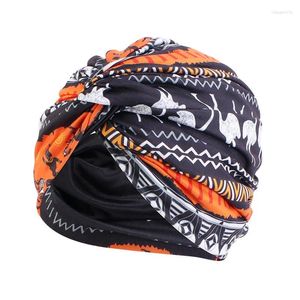 Etnische kleding Dames Moslim Boheemse stijl Hijab Cap Satijn gevoerd Print Twist Tulband Chemo Motorkap Hoofdwikkel Bandana's Dame Haar Hoeden Muts