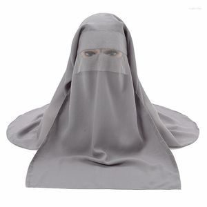 Etnische Kleding Vrouwen Moslim Chiffon Hijab Niqab Masker Tulband Islamitische Eenvoudige Sjaal Zon Bescherming Pak Mode Ramadan Zacht Ademend