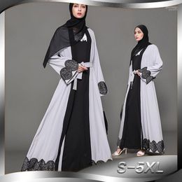 Etnische kleding vrouwen moslimjurk plus maat 5xl appliques abaya turkse kleding voor grijze dubai robe Musulmane turc jilbab1