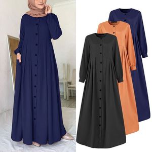 Vêtements ethniques Femmes Musulman Dubaï Abaya Turquie Hijab Robe Turquie Automne Manches Longues Boutons Robe D'été Islam Vêtements Abayas Maxi Vestidos 230721