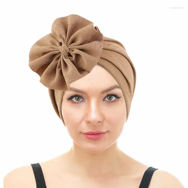 Ropa étnica Mujeres Musulmanas Flor Hijab Turbante Perlas Perlas Bonnet Chemo Cap Pañuelo africano Pérdida de cabello Skullies Headwear Wrap Turbante