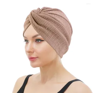 Ropa étnica Mujeres Musulmanas Hijab Twist Knot Chemo Caps Sombrero interior Turban Strech Arab Headwear Wrap Femme Pérdida de cabello Gorro Pañuelo