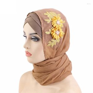 Vêtements ethniques Femmes Musulman Long Hijab Underscarf Turban Chapeau Bonnets Bonnet Fleur Châle Wrap Foulards Islamique Bandanas Bandeau Turbante