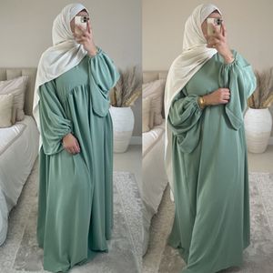Etnische kleding vrouwen moslim maxi abaya jurk losse kaftan lange mouwen stevige kleur dubai kalkoen islam kleding caftan gewaad bescheiden jurk ramadan 230227